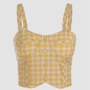 5/25 💖 Cider Cropped Cottage Core Check Pattern Tank